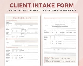 Client Intake Form Digital Template, Therapy Signup Form, Therapy Templates, Psychology Forms, Client Therapy Forms, Counseling Signup TET02