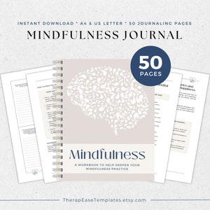 Digital Mindfulness Journal, Mindfulness Workbook, Counseling Worksheets, Mental Health Wellness Journal, Journaling, Therapy Exercises PDF