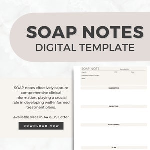 SOAP Notes Digital Template, Effective Note-taking Tool for Therapists, SOAP Session Notes, Client Notes in SOAP Format, Therapy Notes TET01