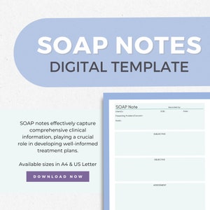 SOAP Notes Digital Template, Effective Note-taking Tool for Therapists, SOAP Session Notes, Client Notes in SOAP Format, Therapy Notes TET06