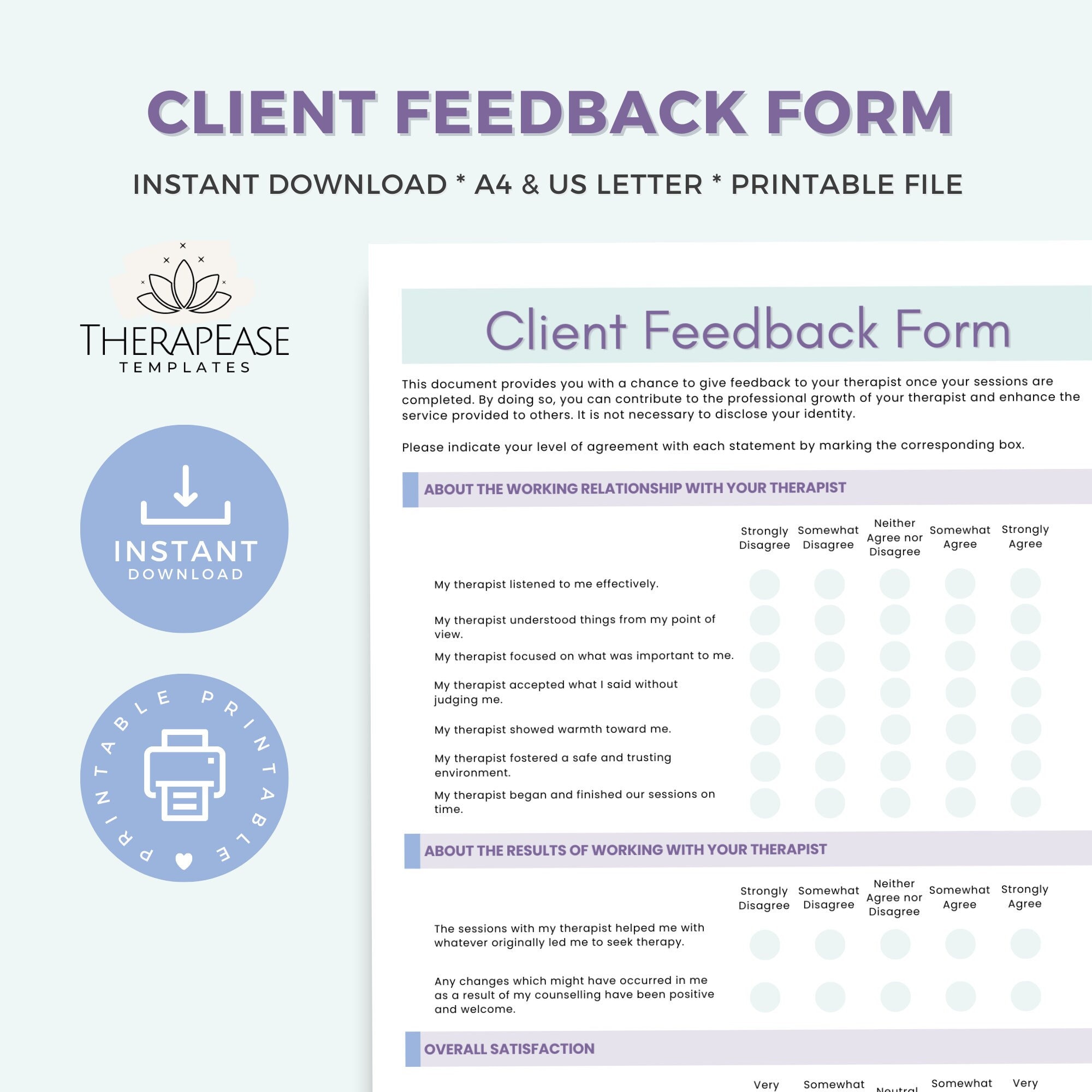 Client Feedback Form Template Printable Forms for Therapists Client Feedback Form Template Printable Forms for Therapists