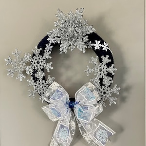 Winter Silver Snowflake Wreath Christmas Wreath Door Hanging Wall Hanging