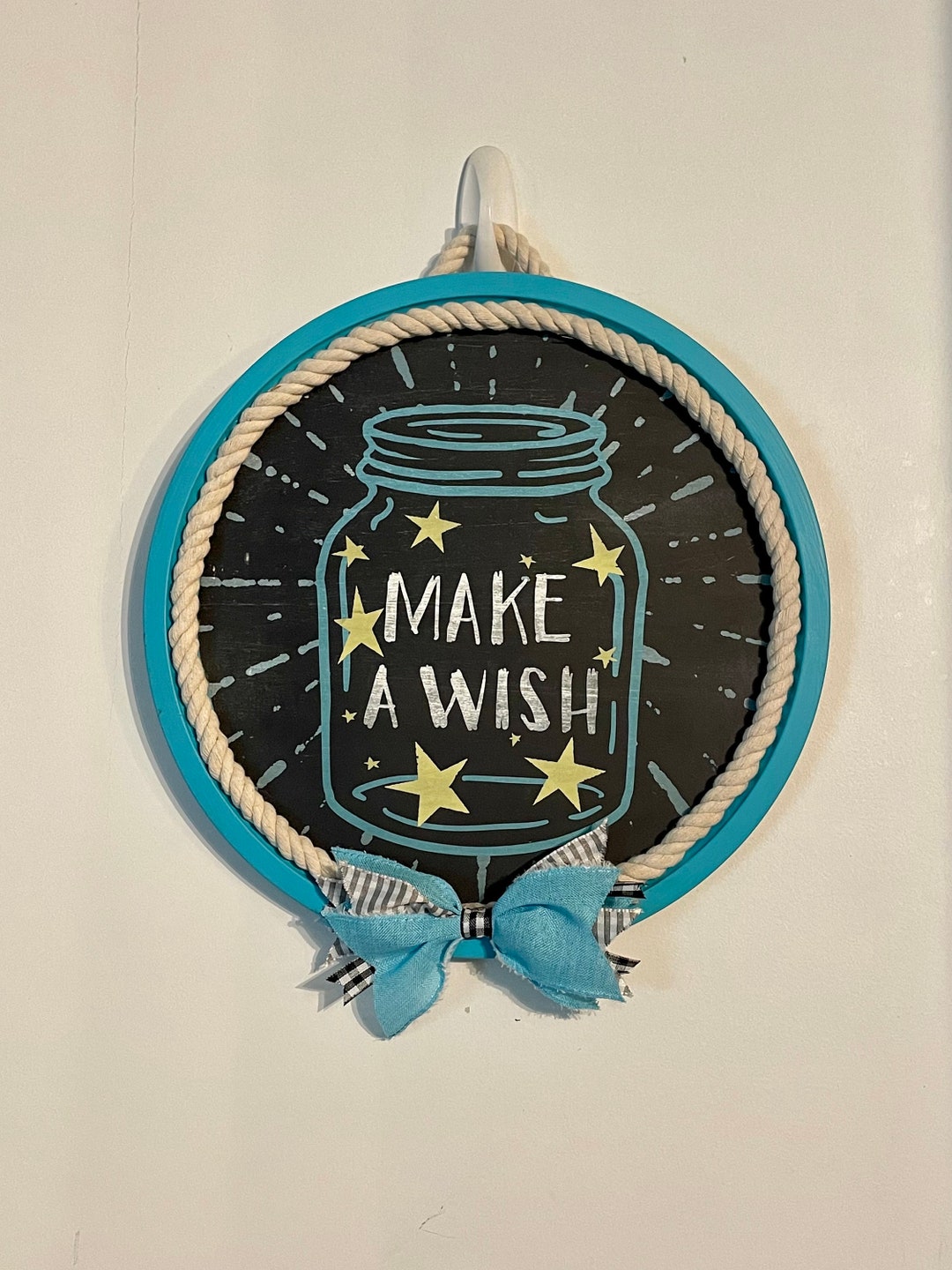 Metal ”make a Wish” Wreath Metal Sign Wall or Door Hanging - Etsy