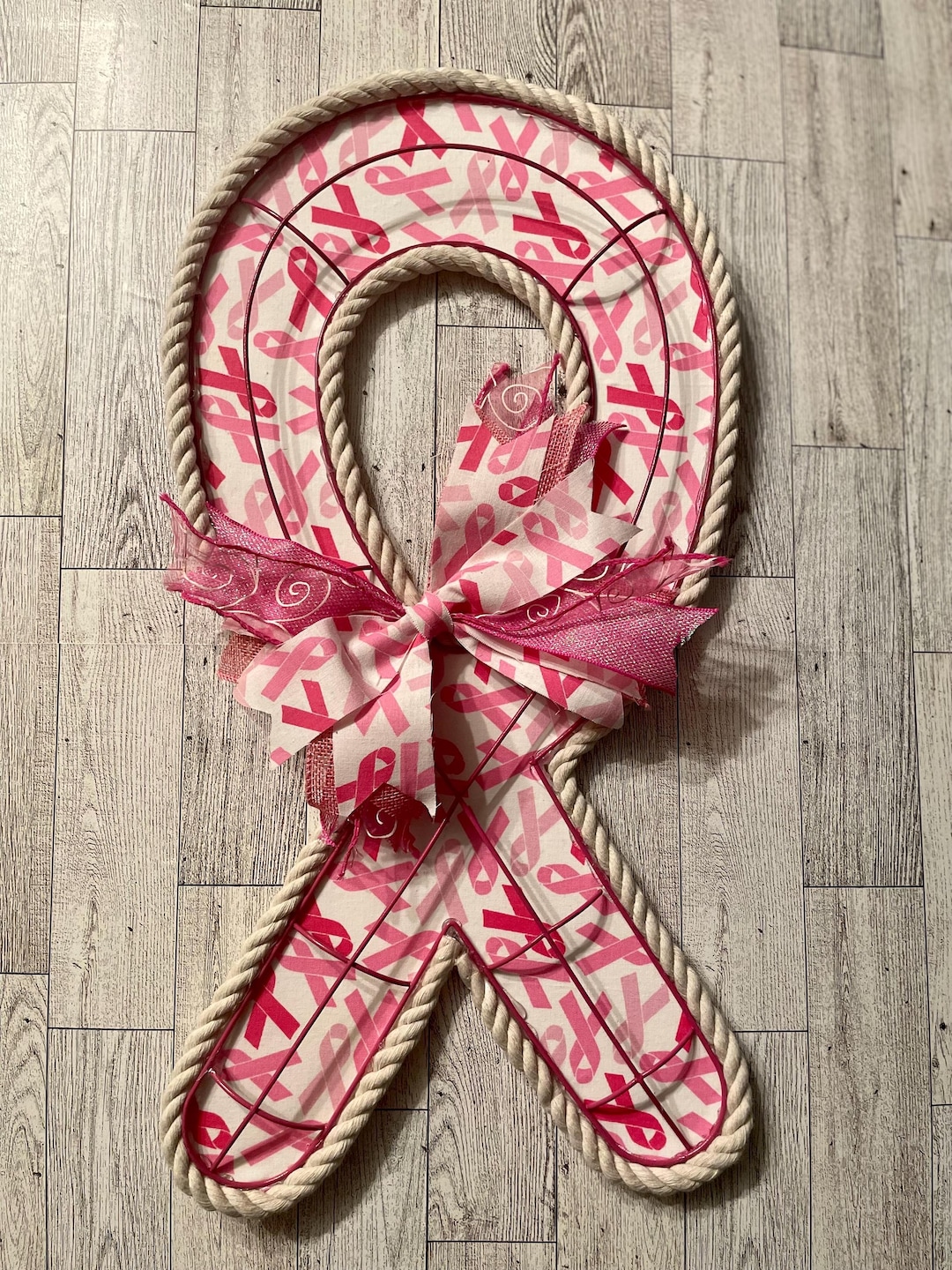 Breast Cancer Awareness Ribbon Wreath Door Hanging Wall Hanging - Etsy