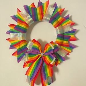 Rainbow Pride Spring/Summer Ribbon Wreath Door Hanging