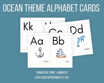 Ocean Theme Alphabet Cards, Letter Cards
