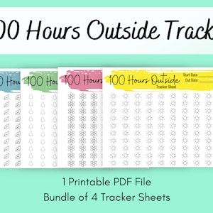 100 Hours Outside Tracker Sheet, Hours Outside Coloring Page