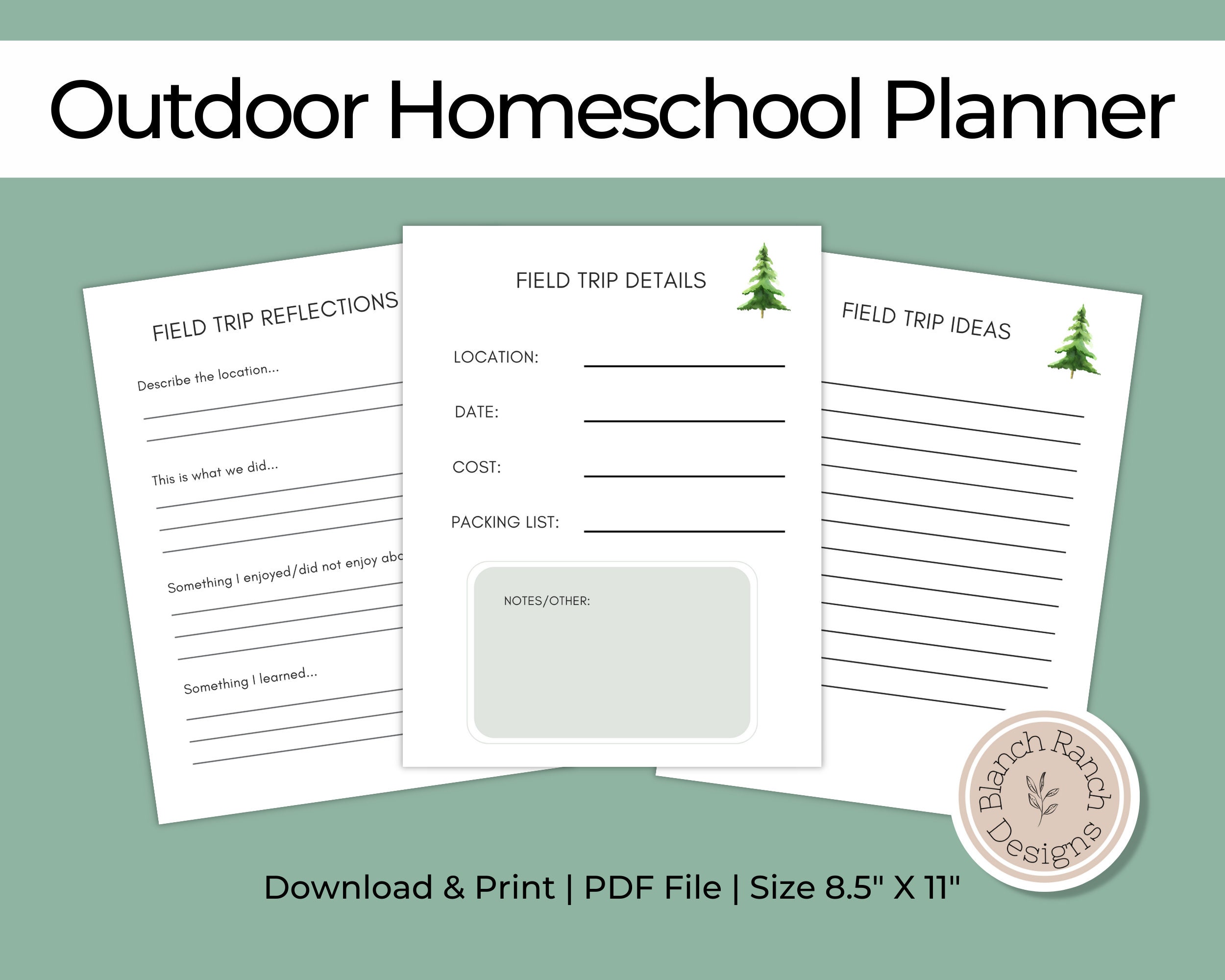 Outdoor Homeschool Planner: 10-page Printable PDF (8.5”X11”) - Etsy