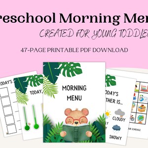 Preschool Morning Menu, Toddler Circle Time, Homeschool Morning Menu