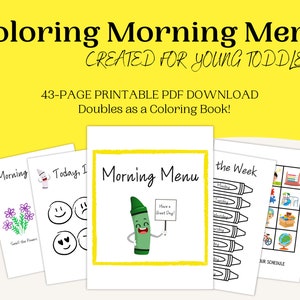 Coloring Morning Menu, Homeschool Morning Menu, Preschool Morning Menu, Coloring Worksheets