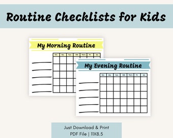 Lista de verificación de rutina matutina y vespertina para niños: PDF imprimible (11 x 8,5)