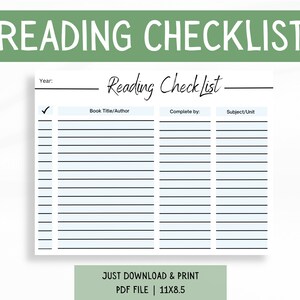 Reading Log Printable, Reading Tracker, Homeschool Reading Log