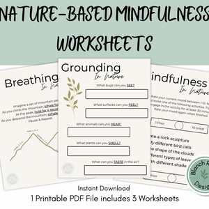 Mindfulness Worksheets, Mindfulness Handouts, Grounding Worksheet, Therapy Worksheets, Therapy Handouts, Mindfulness in Nature, 5 Senses