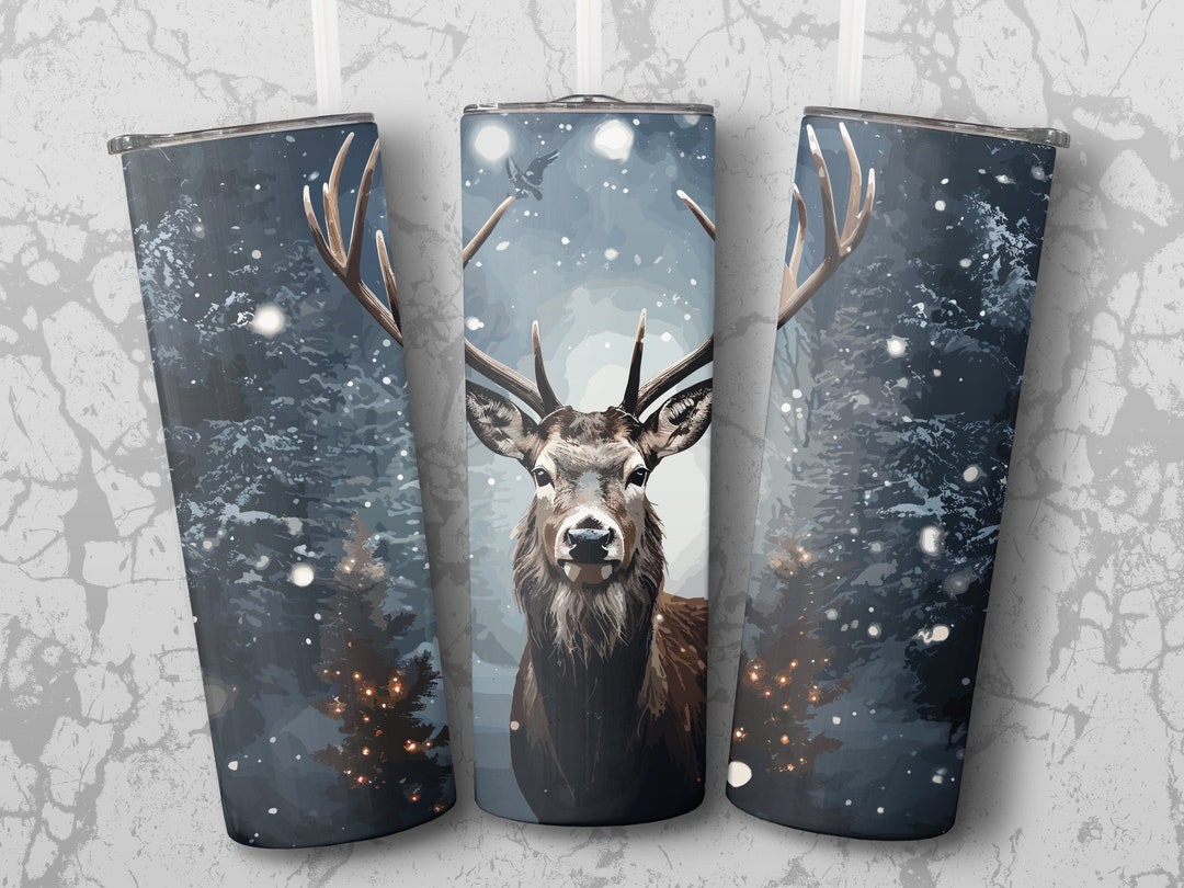 Christmas Deer 20 Oz Skinny Tumbler Sublimation Design, Instant Digital ...