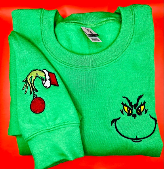 Custom Grinch Merry Christmas Gifts Embroidered Sweater Sweatshirt - Jolly  Family Gifts