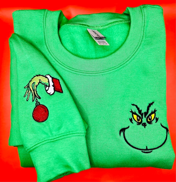 Custom Grinch Merry Christmas Gifts Embroidered Sweater Sweatshirt - Jolly  Family Gifts