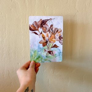 Aardse neutrale bloemen ansichtkaarten, originele kunst ansichtkaarten, 5 x 7 bloemenkunst print, op de natuur geïnspireerde kaart, unieke handgemaakte kaarten voor elke gelegenheid
