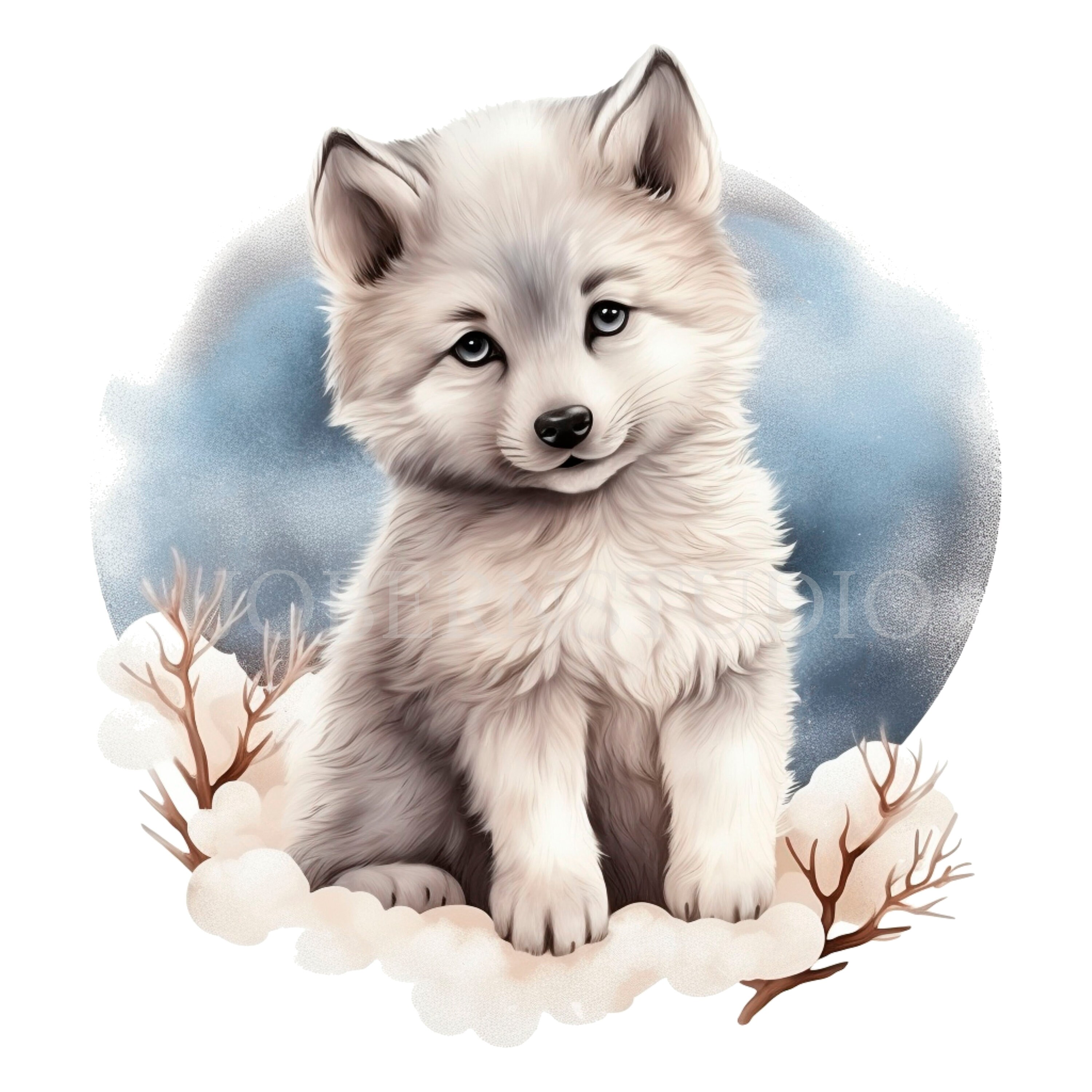 Winter Baby Wolf Clipart Png,bundle 15 High Quality Jpg,digital