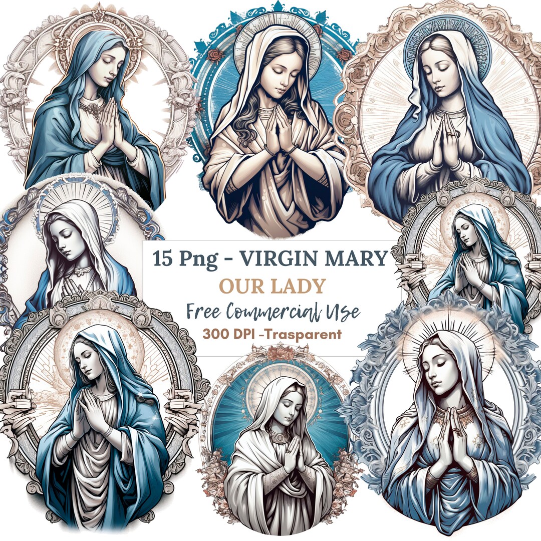 Virgin Mary Clipart,bundle 15 High Quality Png,watercolor Clip Art Jpg ...