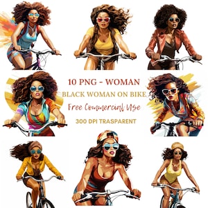 Schwarze Frau Clipart PNG Bundle 10 hohe Qualität, Schöne Frau digitaler Download, Kartenherstellung, digitales Papierhandwerk, druckbare Aufkleber | 188