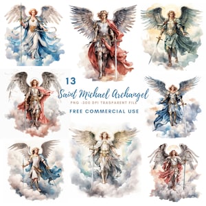 Zestaw clipartów Saint Michael 13 wysokiej jakości PNG, Archanioł Święty Michał, Pobieranie cyfrowe, Tworzenie kartek, Media mieszane, Cyfrowe rzemiosło papierowe| 341