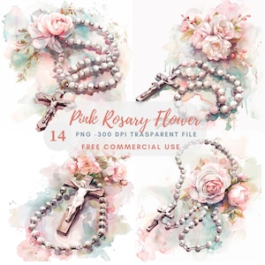 Bloem rozenkrans clipart bundel 14 hoge kwaliteit PNG, roze kruis aquarel, digitale download, kaart maken, gemengde media, digitaal papier ambacht | 235