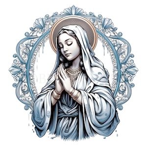 Clipart Vergine Maria, bundle 15 PNG di alta qualità, clip art acquerello JPG, download digitale, creazione di cartoline, supporti misti, artigianato in carta digitale/ 35