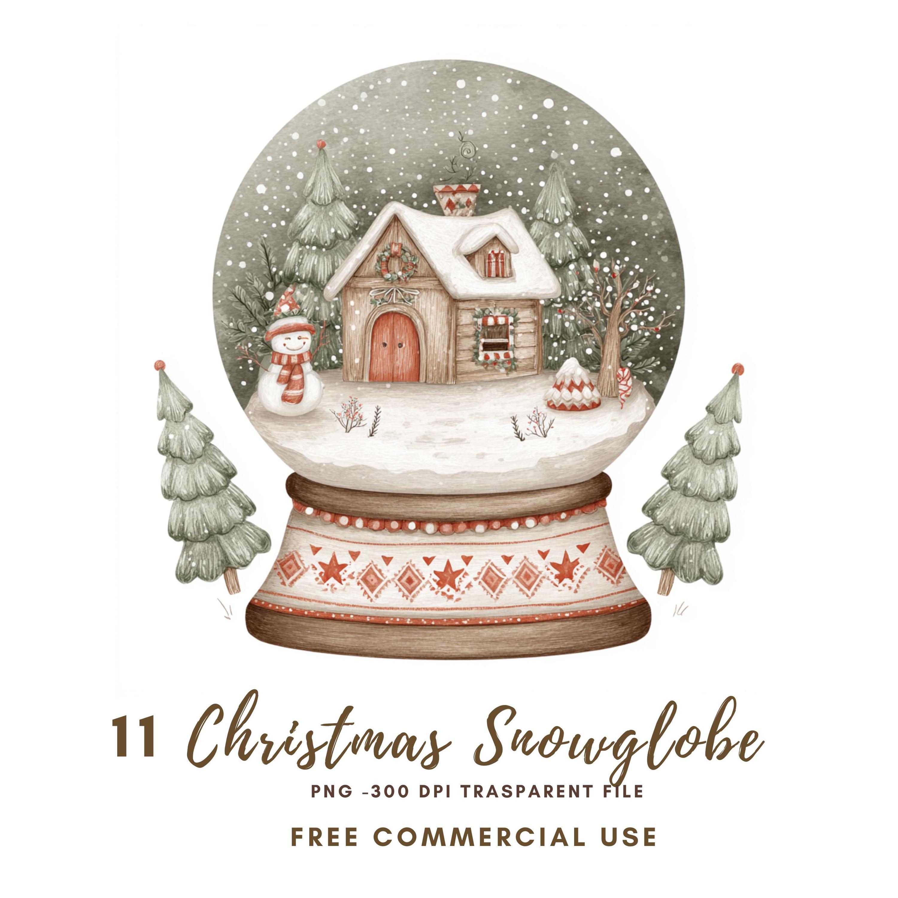 Christmas Snow Globe Clipart PNG Bundle 11 | Watercolor Christmas Beige ...