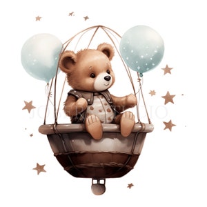 Miś Awiator Clipart PNG Pakiet 15 Wysokiej Jakości, Brązowy Miś Teddy Shower, Naklejki Do Wydrukowania, Tworzenie Kartek, Cyfrowe Rzemiosło Papierowe|426