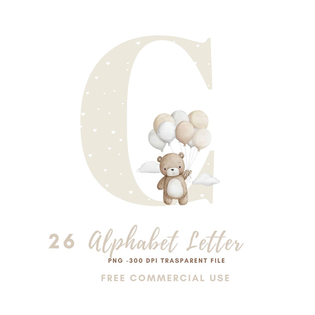 Nursery Beige Alphabet Letter Clipart Bundle 26 High Quality PNG ...