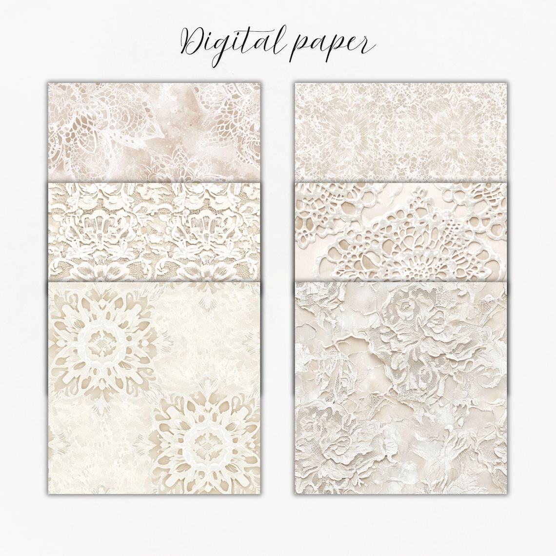 White Lace Digital Paper Pack-16 Vintage Scrapbook Junk Journal Papers ...