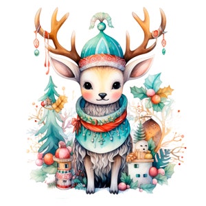 Woodland Family Animal Clipart PNG, lot de 15 JPG haute qualité, téléchargement numérique, autocollants, fabrication de cartes, techniques mixtes, créations numériques en papier | 41