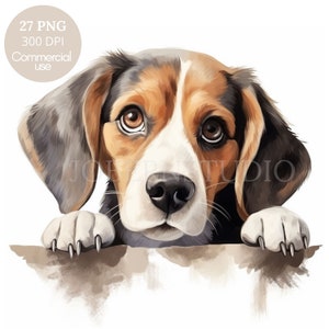 Paquete de 27 imágenes prediseñadas de perros divertidos en acuarela, de alta calidad, de Crazy Dogs, descarga digital, pegatinas imprimibles, Goodnotes, manualidades de papel digitales/514