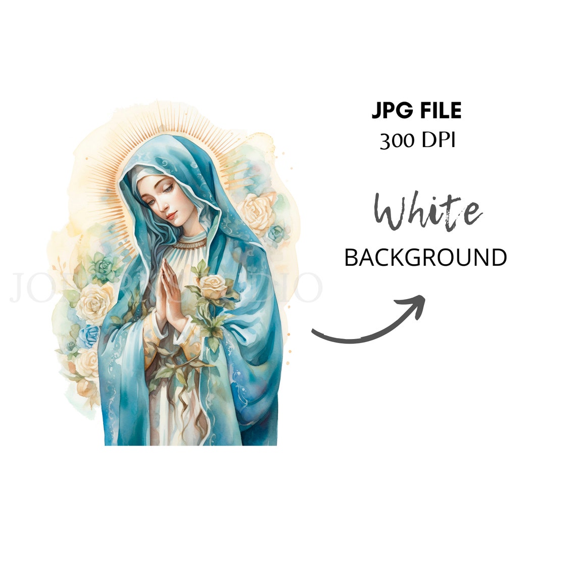 Virgin Mary Clipart,bundle 10 High Quality Png,watercolor Vintage Holy ...