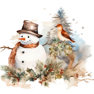 Bonhomme de neige de Noël Clipart PNG, Bundle 15 JPG de haute qualité, Téléchargement numérique, Fabrication de cartes, Médias mixtes, Artisanat en papier numérique, Autocollants imprimables| 42