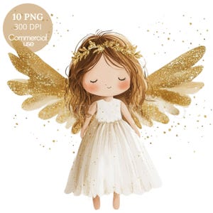 Guardian Angel Clipart PNG Bundle 10 hochwertige PNG, Aquarell Gold Engel, druckbare Aufkleber Goodnotes, digitaler Download | 608
