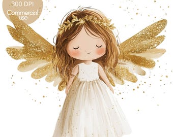 Guardian Angel Clipart PNG Bundle 10 High Quality PNG,Watercolor Gold Angel,Printable Stickers Goodnotes, Digital Download| 608