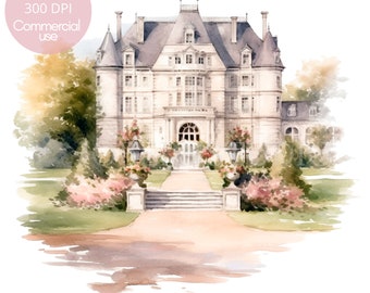 French House Clipart PNG,Bundle 15 High Quality,Watercolor Provence ,Digital Download,Card Making,Mixed Media,Printable Stickers| 423