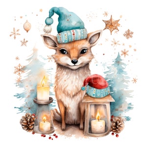 Woodland Family Animal Clipart PNG, lot de 15 JPG haute qualité, téléchargement numérique, autocollants, fabrication de cartes, techniques mixtes, créations numériques en papier | 41