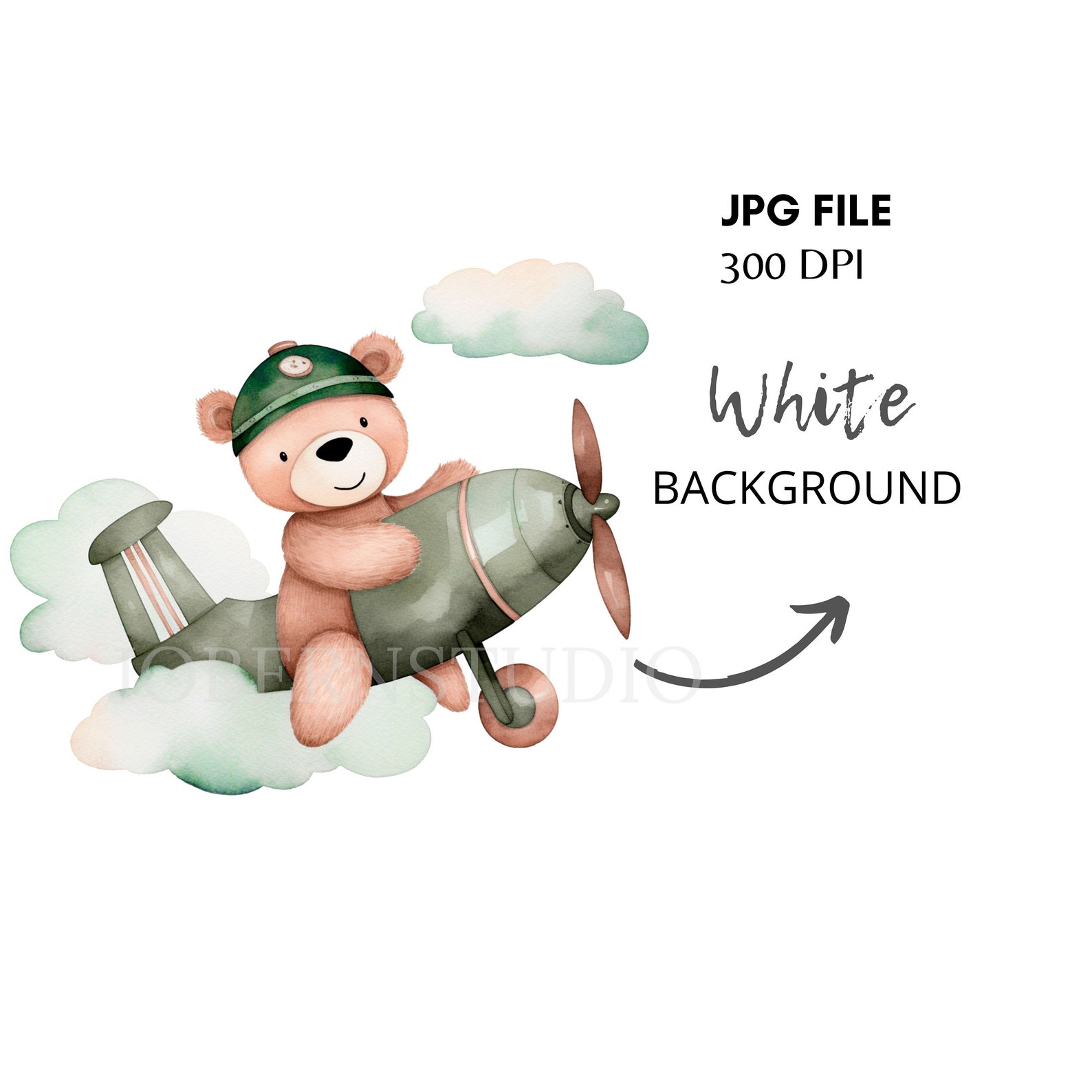 Teddy Bear Aviator Clipart PNG Bundle 15 High Quality Jpg,digital