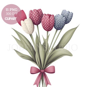 Tulips Bouquet Flower Clipart Bundle 11 High Quality PNG, Watercolor Floral Bouquet,Printable Stickers Goodnotes| Digital Download| 803