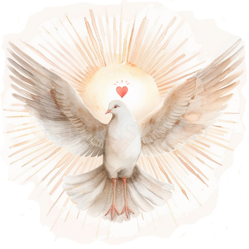 Holy Spirit Clipart Bundle 15 High Quality PNG,Watercolor Dove of Pentecost,Printable Sticker,Digital Download,Card Making,Mixed Media| 271 image 8