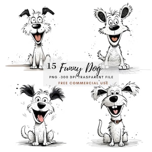 Crazy Dog Clipart PNG Bundle 15 JPG de alta calidad, café de perros gruñones divertidos, descarga digital, creación de tarjetas, medios mixtos, artesanía de papel digital / 113