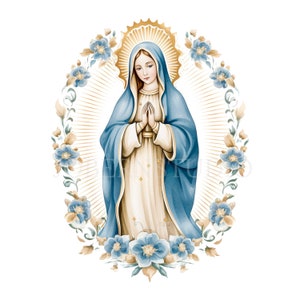 Clipart Vergine Maria, bundle 15 PNG di alta qualità, clip art acquerello JPG, download digitale, creazione di cartoline, supporti misti, artigianato in carta digitale/ 35