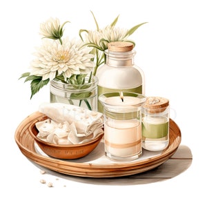 Spa Time Clipart Bundle 15 PNG de haute qualité, Décoration intérieure, Téléchargement numérique, Fabrication de cartes, Médias mixtes, Artisanat en papier numérique, Autocollants imprimables| 97