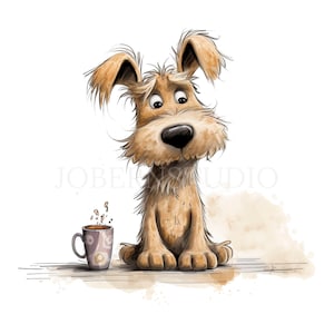 Crazy Dog Clipart PNG Bundle 15 JPG de alta calidad, café de perros gruñones divertidos, descarga digital, creación de tarjetas, medios mixtos, artesanía de papel digital / 112