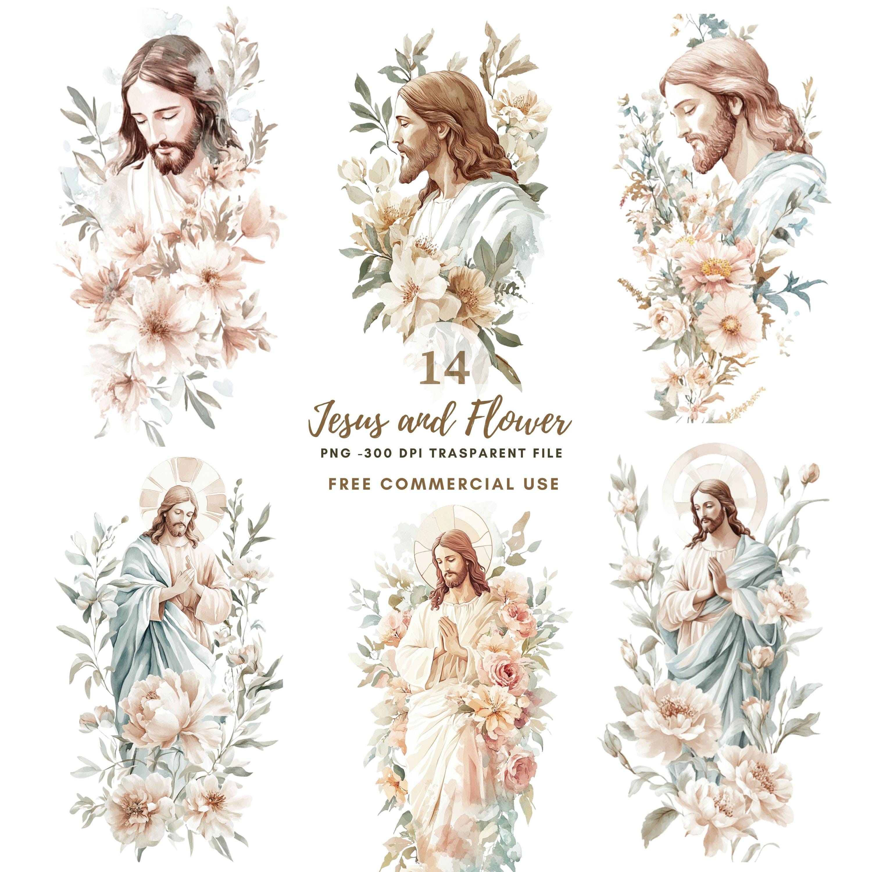 Jesus Christ Clipart Bundle 14 High Quality PNG | Watercolor Jesus and ...