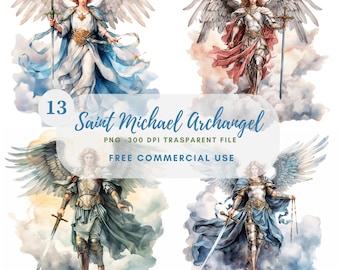 Saint Michael Clipart Bundle 13 High Quality PNG, Saint Michael Archangel,Digital Download,Card Making,Mixed Media,Digital Paper Craft| 341