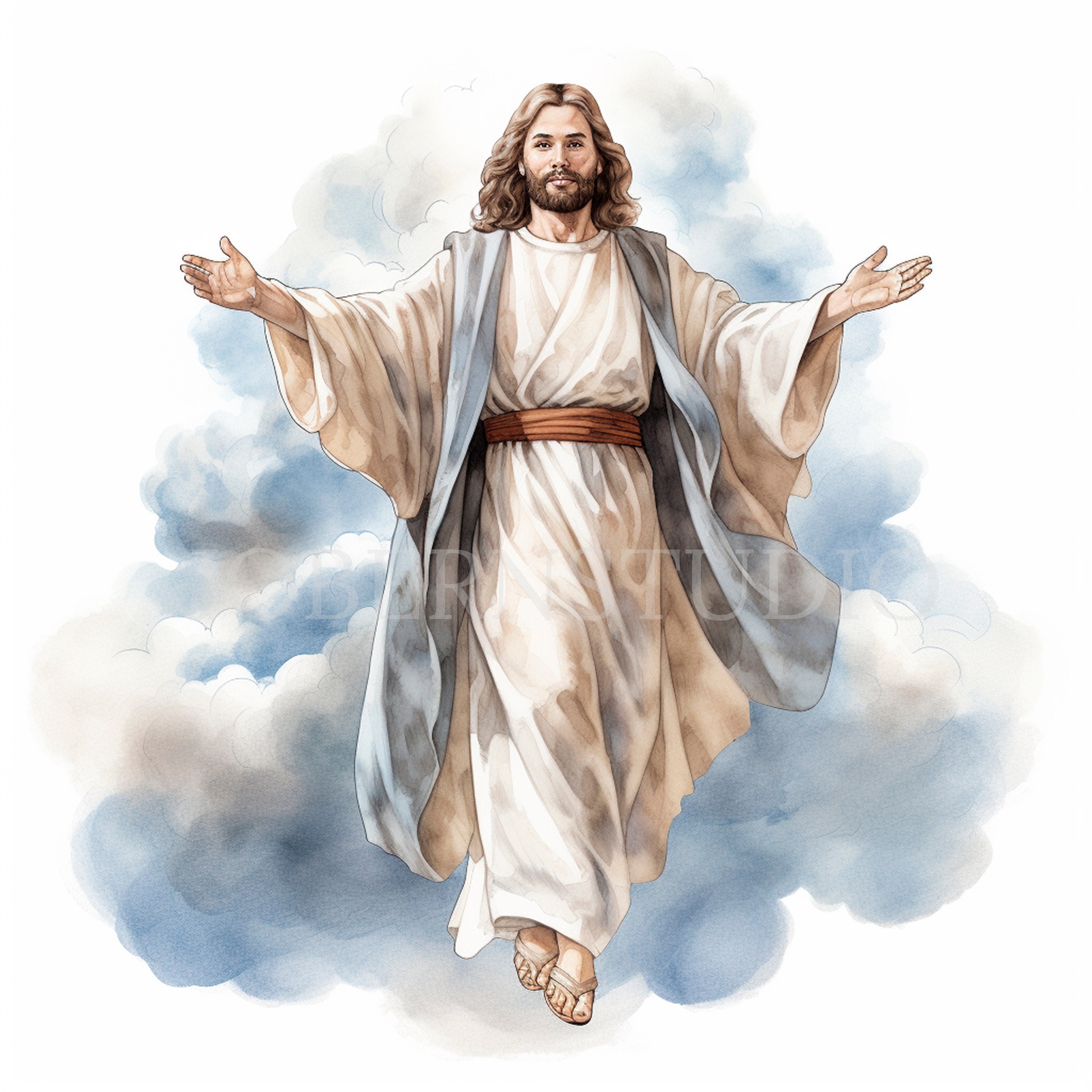 Jesus Christ Clipart Bundle 15 High Quality Png,watercolor Jesus on ...