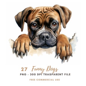 Paquete de 27 imágenes prediseñadas de perros divertidos en acuarela, de alta calidad, de Crazy Dogs, descarga digital, pegatinas imprimibles, Goodnotes, manualidades de papel digitales/514